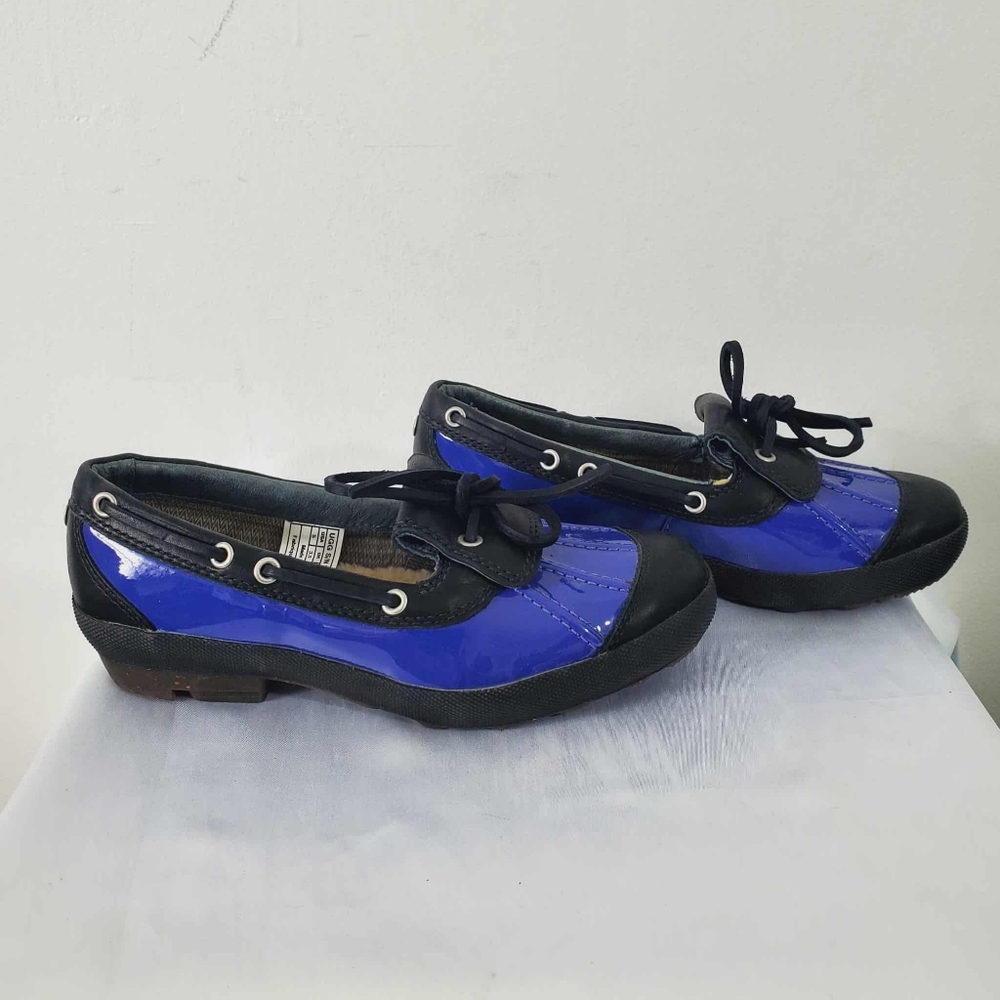UGG Ashdale Rubber Insulated Duck Boots Blue Black Slip On Lace Up Womens Sz 5